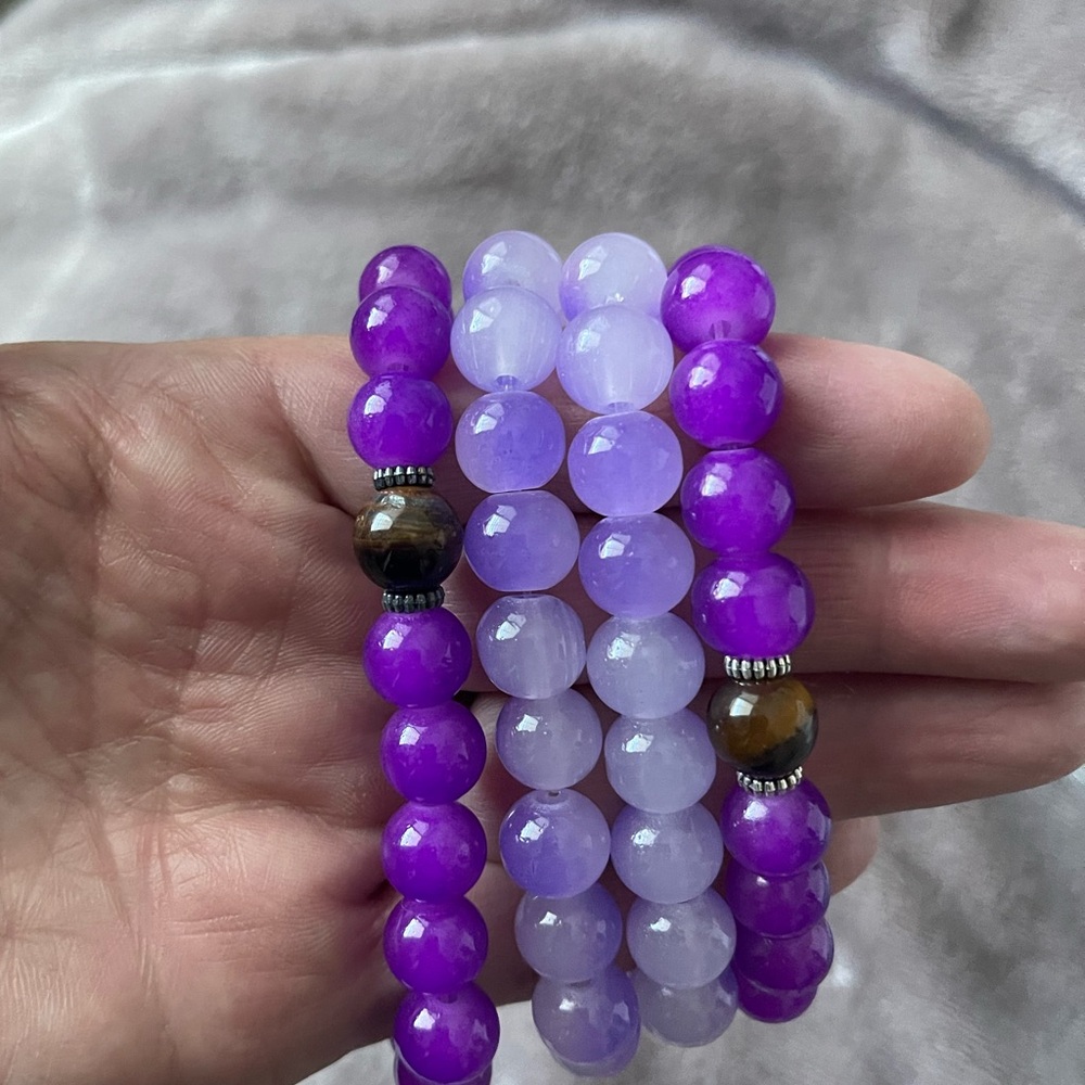 Purple and Lavender Beaded Bracelet Set